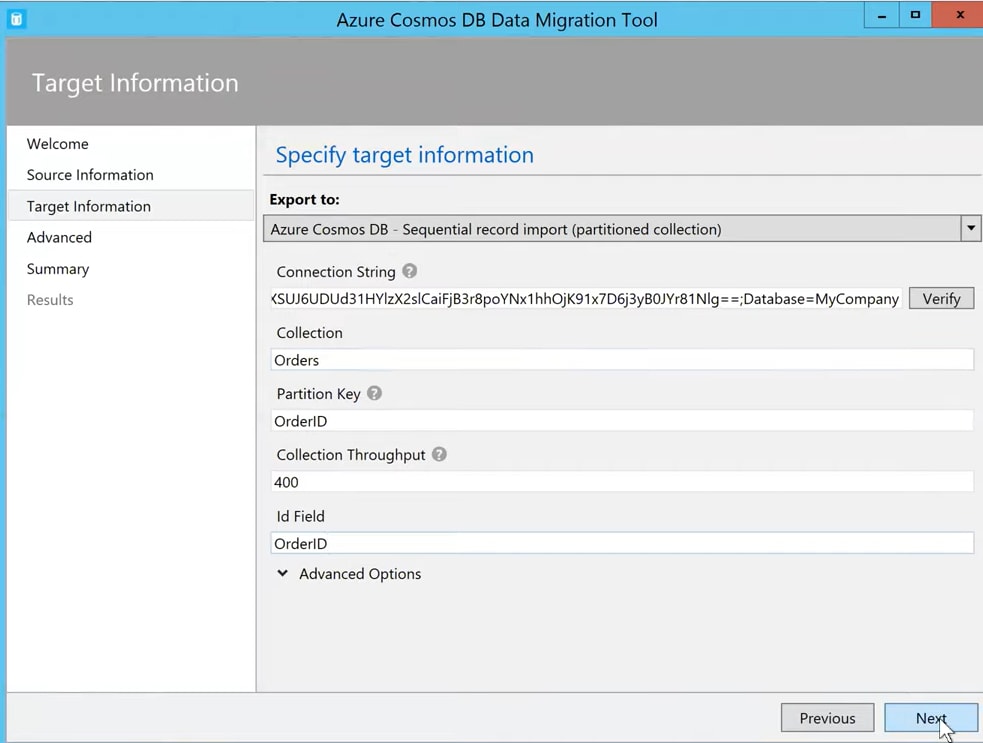 DynamoDB Azure - Target information